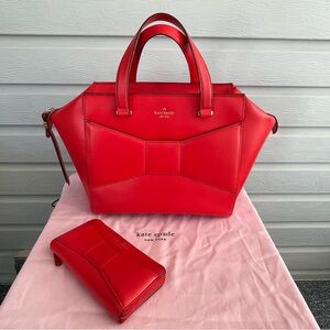 Kate Spade Red Park Ave Beau Bag & Wallet